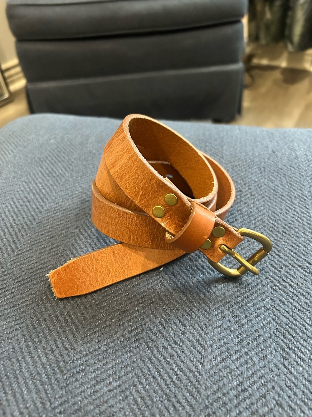 J Crew Italian Leather Brown Womens Belt Sz Small Made In USA